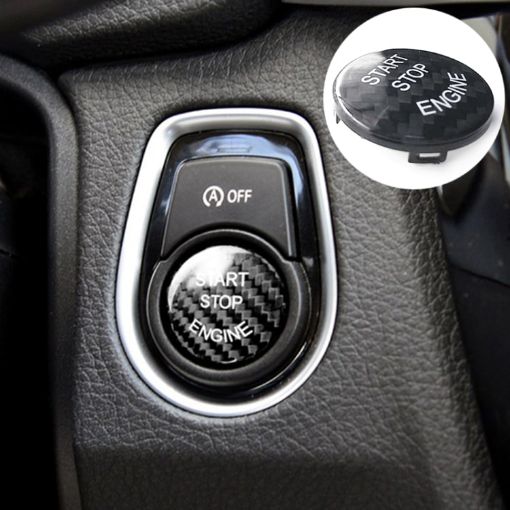 BMW E Chassis Carbon Fiber Engine Start Button Cover Trim - Black - 1