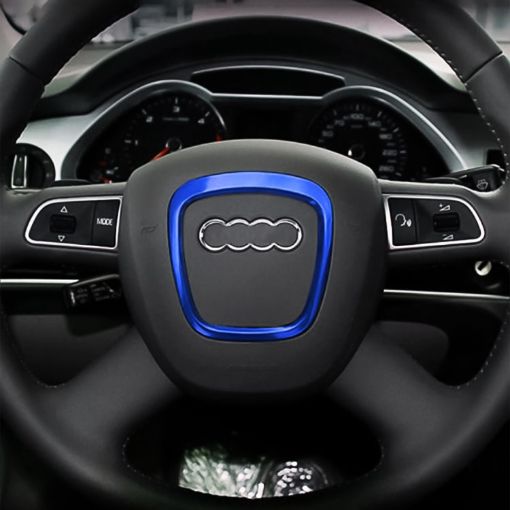 Blue Audi Car Steering Wheel Decorative Ring Cover Trim Sticker - 1