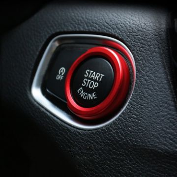 BMW Car Engine Start Key Push Button Ring Trim Aluminum Alloy Sticker (Red) - 1