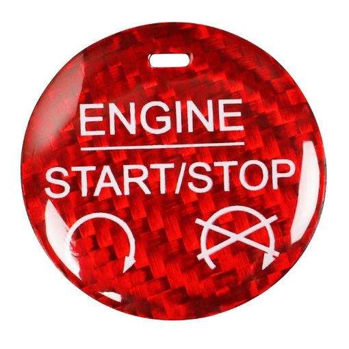 Red Carbon Fiber Engine Start Button Trim for Ford Mustang 2015-2019 - 1