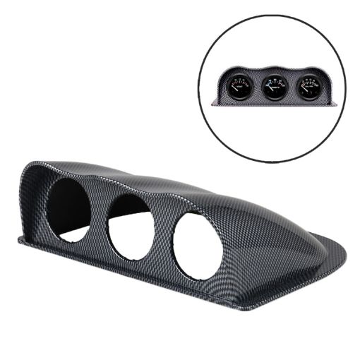 52mm 3 Hole Dash Gauge Meter Pod Mount Holder - Carbon Fiber - 1