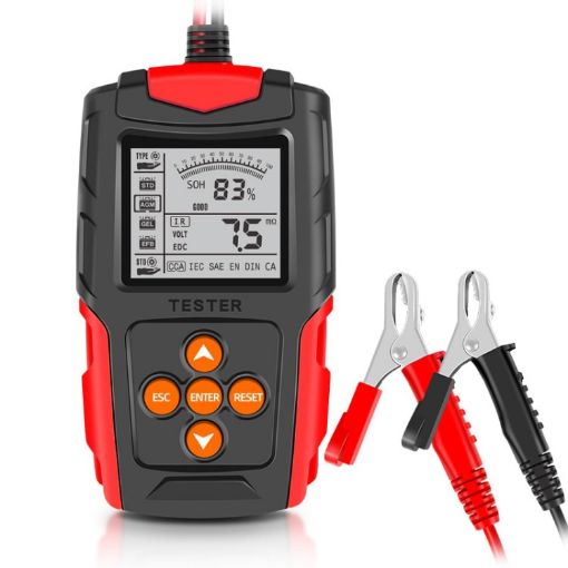 FOXSUR FBT200 Car Battery Tester - 12V/24V (Red) - 1