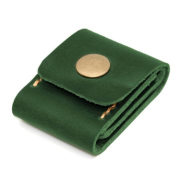 Green Leather Case for Mobile Phone SIM Card, Memory Card, and Guitar Pick - 1