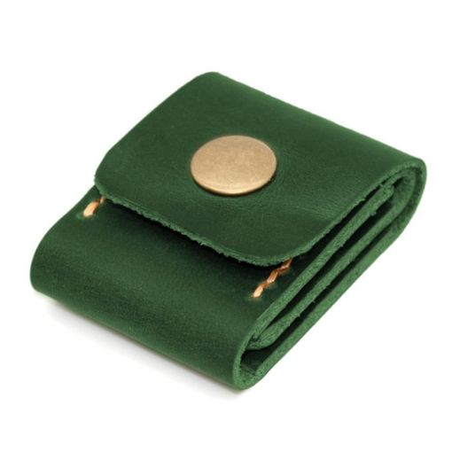 Green Leather Case for Mobile Phone SIM Card, Memory Card, and Guitar Pick - 1