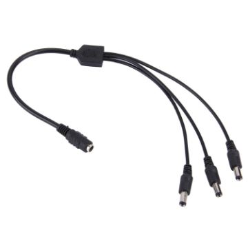 5.5 x 2.1mm DC Power Female Barrel to 3 Male Barrel Connector Cable - 1