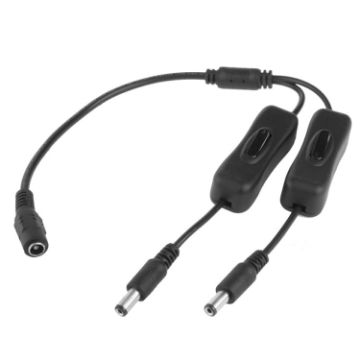 5.5 x 2.1mm Female to 2x Male DC Power Cable Connector with Switch for LED Strip - 1