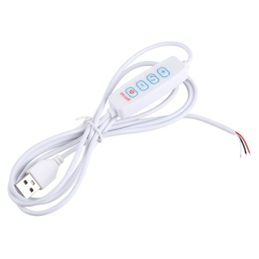 1.5m USB DC5V Switch Cable with 3 Colors Controller - White - 1