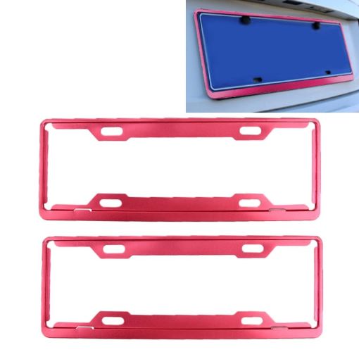 2 PCS Car License Plate Frames Aluminum Alloy Red - 1