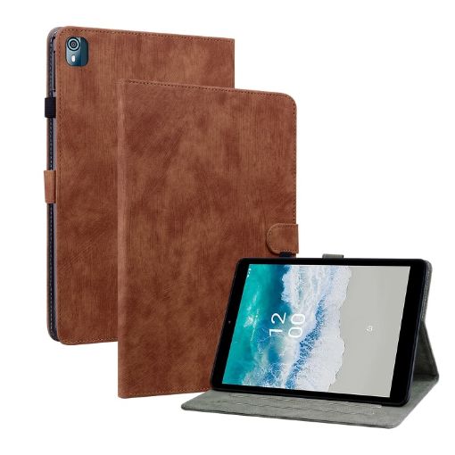 Nokia T10 Tablet Case - Brown Tiger Pattern PU - 1