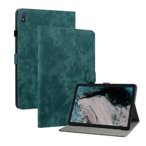 Nokia T20 10.4 2021 Tablet Case - Tiger Pattern PU, Dark Green - 1