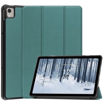 Nokia T21 Custer Green Leather Tablet Case - 3-Fold Holder - 1