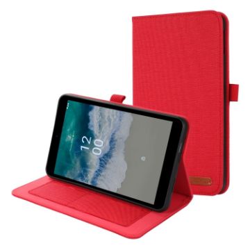 Nokia T10 Red Tablet Leather Case - Fabric PU + TPU Flip - 1