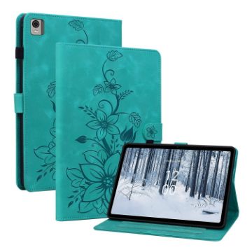 Nokia T10 Lily Embossed Leather Tablet Case - Green - 1