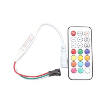 RGB LED Controller with 21-keys RF Remote for WS2812B LED Strip - 1