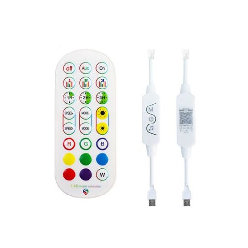 24-Key 2.4G LED Light Strip Controller - Colorful Running Water - White - 1