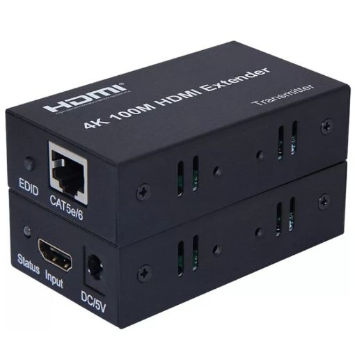 HDMI to RJ45 Ethernet Cable Extender 100m 4K HD Signal Amplifier - UK Plug - 1