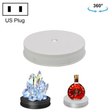 30cm Electric Rotating Turntable Display Stand LED Light - White - 1