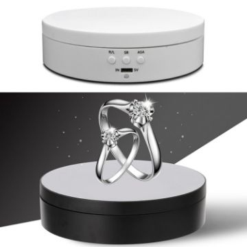 13.8cm USB Charging Smart 360 Degree Rotating Turntable Display Stand - White - 1