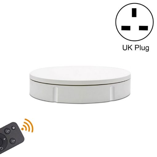 30cm Remote Control Electric Turntable Display Stand - UK Plug (White) - 1