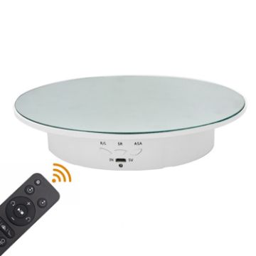 20cm Remote Control Electric Turntable Display Stand - White - 1