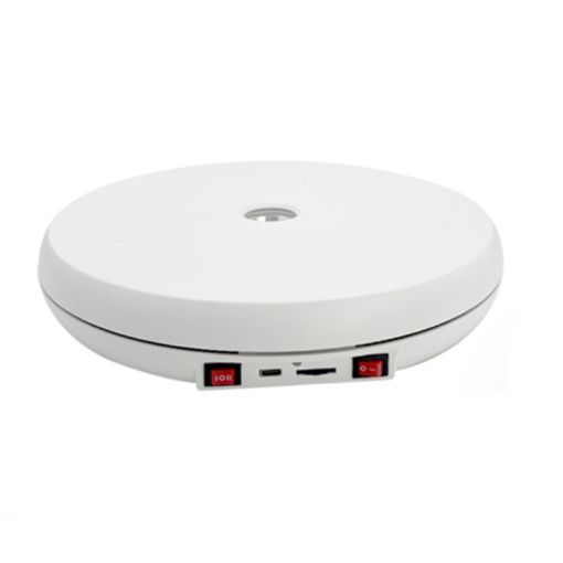 25cm LED Light Electric Rotating Display Stand Turntable White - 1