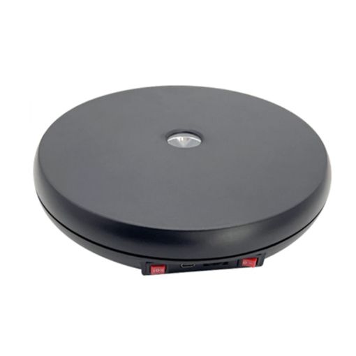 25cm LED Light Electric Rotating Display Stand Turntable - Black - 1