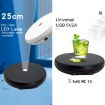 25cm LED Light Electric Rotating Display Stand Turntable - Black - 2
