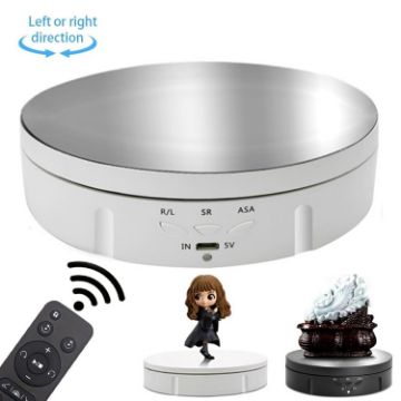 14.6cm Remote Mirror USB Electric Rotating Turntable Display Stand - 1
