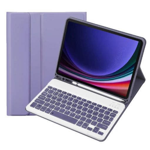 Samsung Galaxy Tab S9 FE A710B Purple TPU Bluetooth Keyboard Leather Case - 1