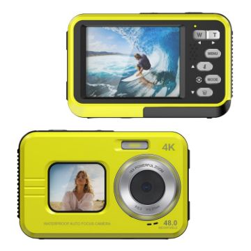 WDC901 Waterproof 48MP HD Dual Screen Camera (Yellow) - 1