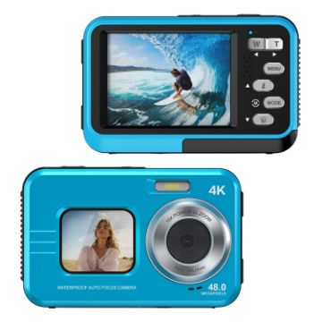Waterproof 48MP HD Dual Screen Camera - Blue - 1