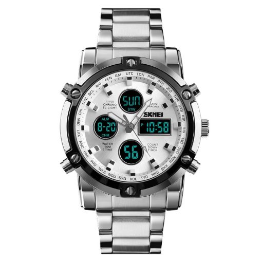 SKMEI 1389 Men's Business Digital Watch - Waterproof - Stainless Steel Band - 1