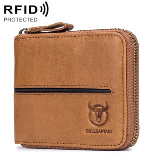 BULL CAPTAIN 042 RFID Anti-theft Cowhide Business Card Holder Zipper Wallet - 1