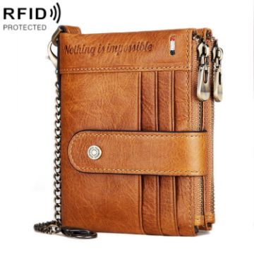 HUMERPAUL BP896 RFID Anti-Theft Leather Wallet Brown - 1