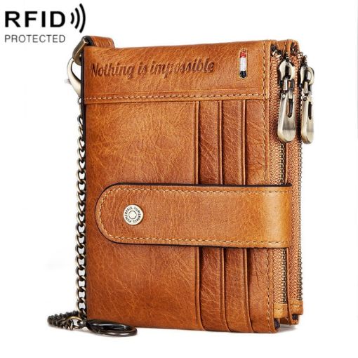 HUMERPAUL BP896 RFID Anti-Theft Leather Wallet Brown - 1