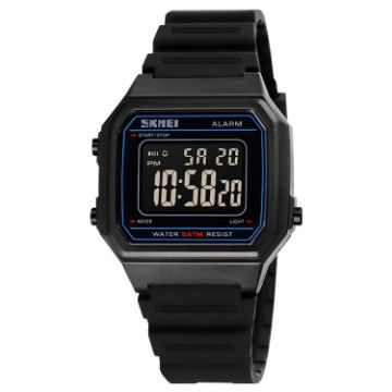 SKMEI 1698 Sports Digital Watch - 50m Waterproof, Square Pin Buckle - Black - 1