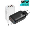 TE-65W GaN PD65W Dual USB-C+USB-A Laptop/Tablet Adapter EU Plug White - 3