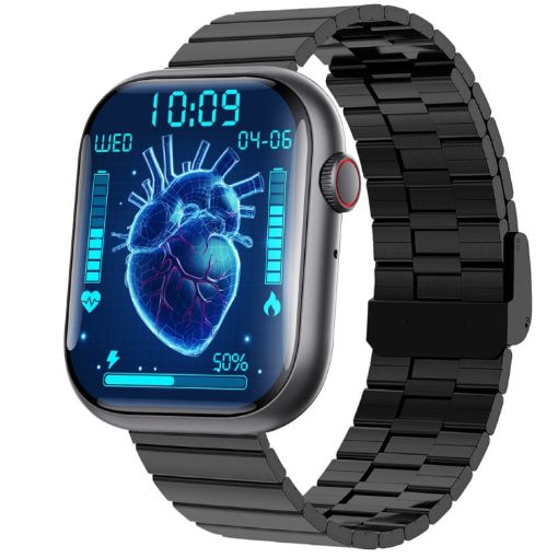 Black Bamboo Smart Watch with Blood Sugar/Oxygen Monitoring - F70 - 1