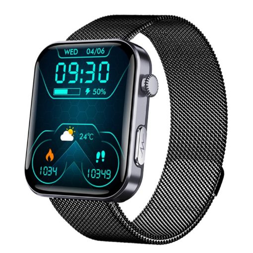 Black Milan Smart Watch with Bluetooth Calls/ECG/Blood Analysis - 1