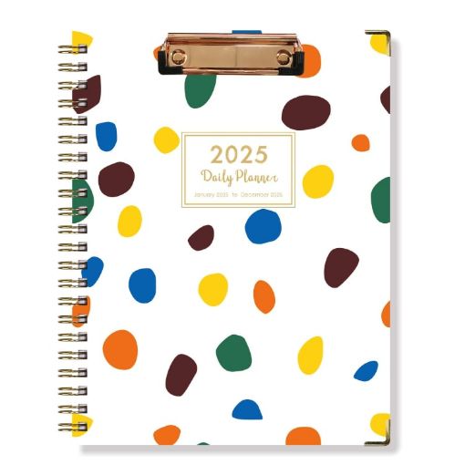 2025 Board Clip A4 English Notebook Coil Diary Planner - Polka Dot - 1