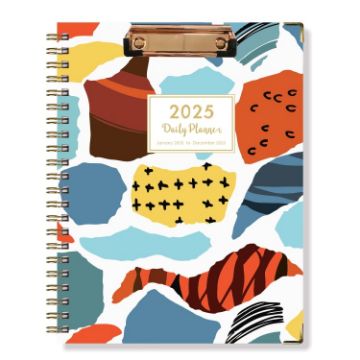 2025 Board Clip A4 English Notebook Coil Diary Planner - Abstract - 1