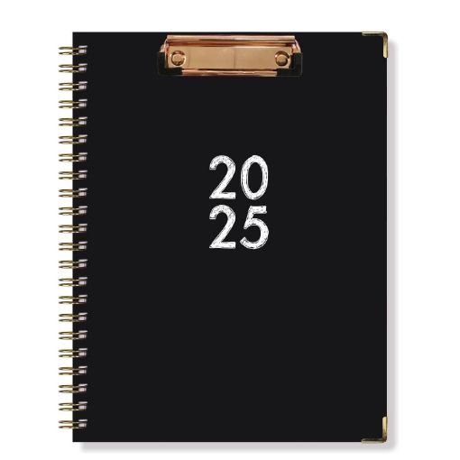 2025 Board Clip A4 English Notebook Coil Diary Planner - Black - 1