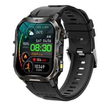 T26 1.96" Smart Watch - Bluetooth Call/Health Monitoring - Black - 1