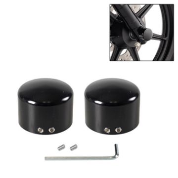 Harley Davidson Motorcycle Front Axle Wheel Covers - Black - 1