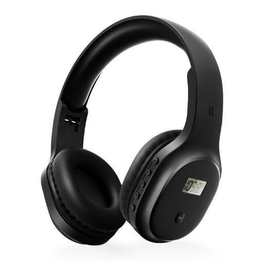 Portable Digital Display FM Headphone - Black - 1