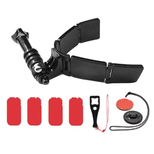 TUYU Motorcycle Helmet Chin Camera Mount Bracket - With 4 Stickers - 1