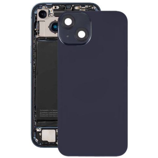 iPhone 14 Plus Glass Battery Back Cover with Flash Bracket - Black - 1