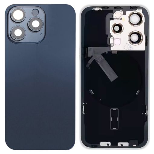 iPhone 15 Pro Glass Battery Back Cover with Flash Bracket + Wireless Charging Module (Blue) - 1