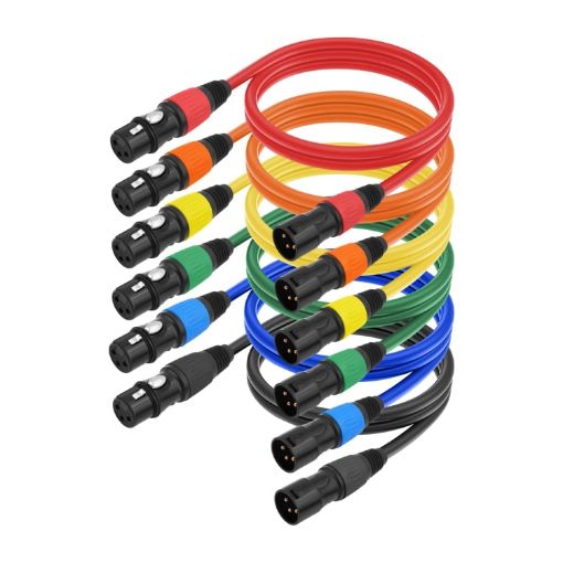 6 Color/Set XLR 3pin Male to Female Audio Cable, 1m Length - 1