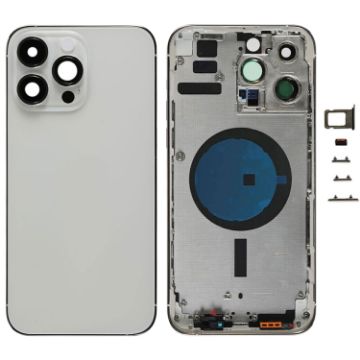 iPhone 14 Pro Max Battery Back Cover with Side Keys & Card Tray - China Version (Silver) - 1